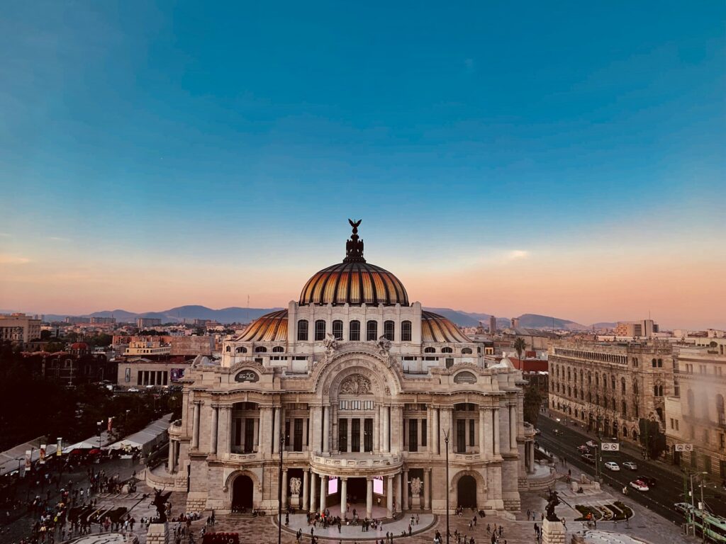 aerial photo of dome building under blue sky at daytime