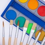to dye, watercolor, paint box, paint brush, art, to paint, school, children, artist