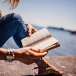 reading, book, girl, woman, sunshine, lake, novel, open book, read, leisure, nature, hobby